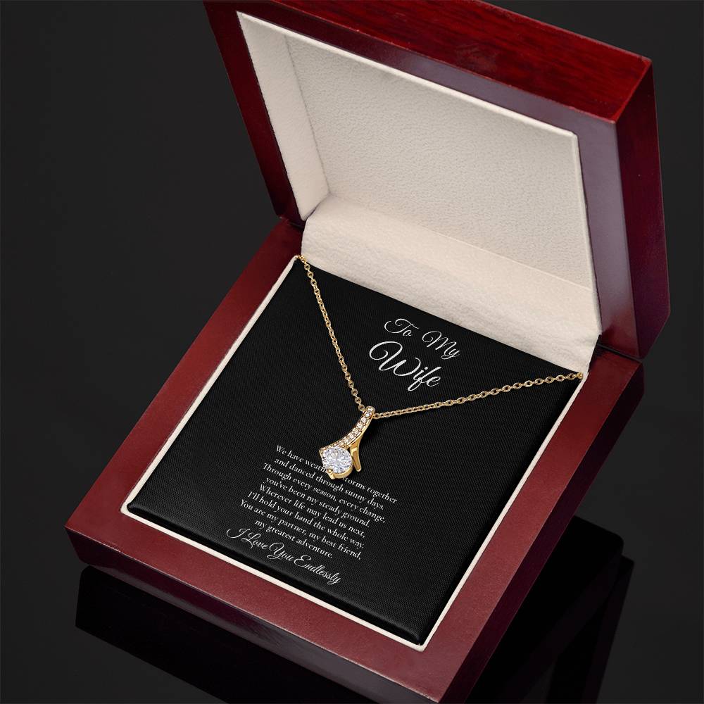To My Wife - My Steady Ground - Alluring Beauty Message Card Necklace