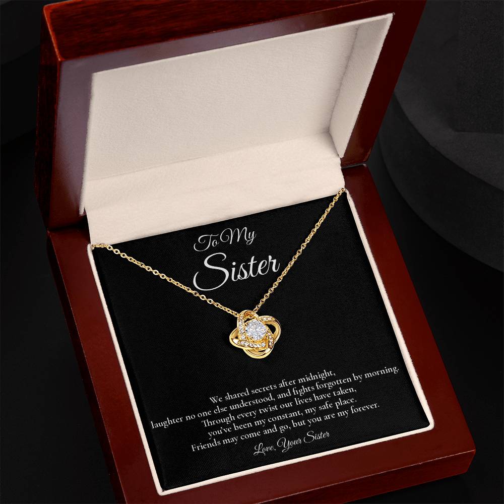 To My Sister - You're My Forever - Love Knot Message Card Necklace