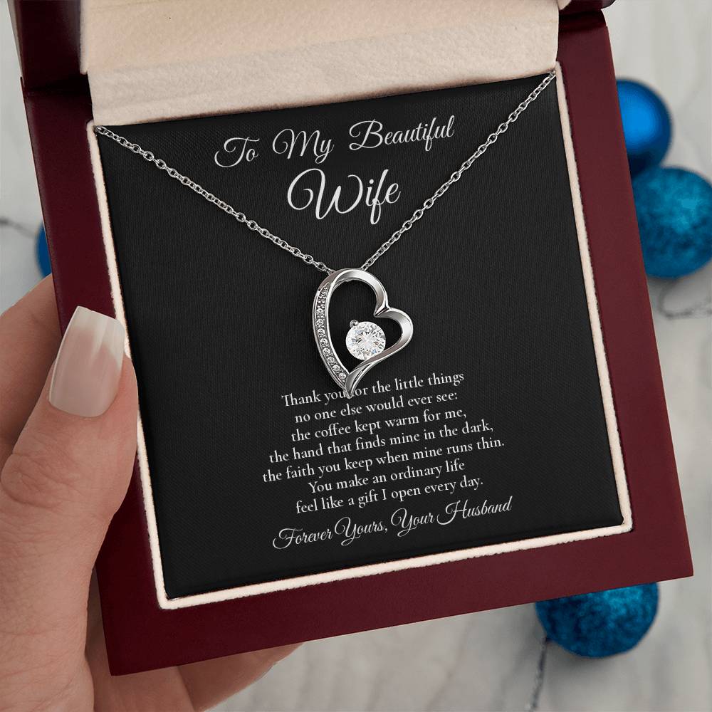 To My Beautiful Wife - The Little Things - Forever Love Message Card Necklace