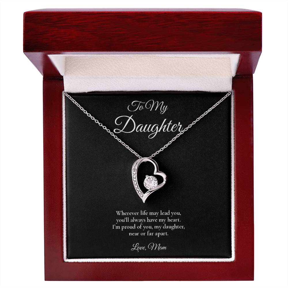 Daughter Necklace from Mom – Forever Love Necklace with Message Card – Holiday Gift – 14k White Gold Finish