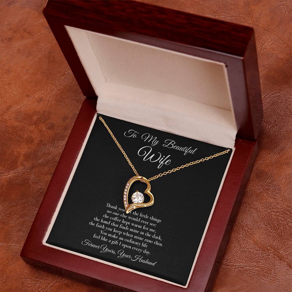 To My Beautiful Wife - The Little Things - Forever Love Message Card Necklace