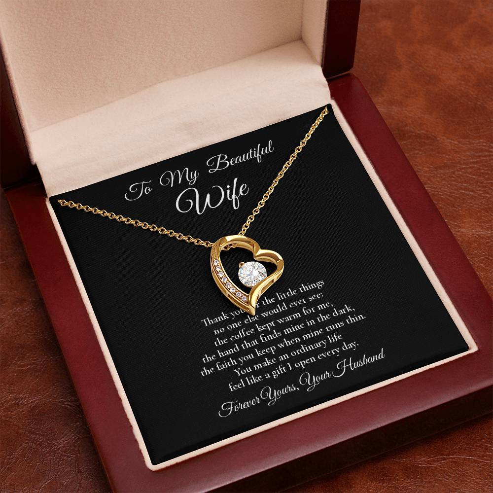 To My Beautiful Wife - The Little Things - Forever Love Message Card Necklace