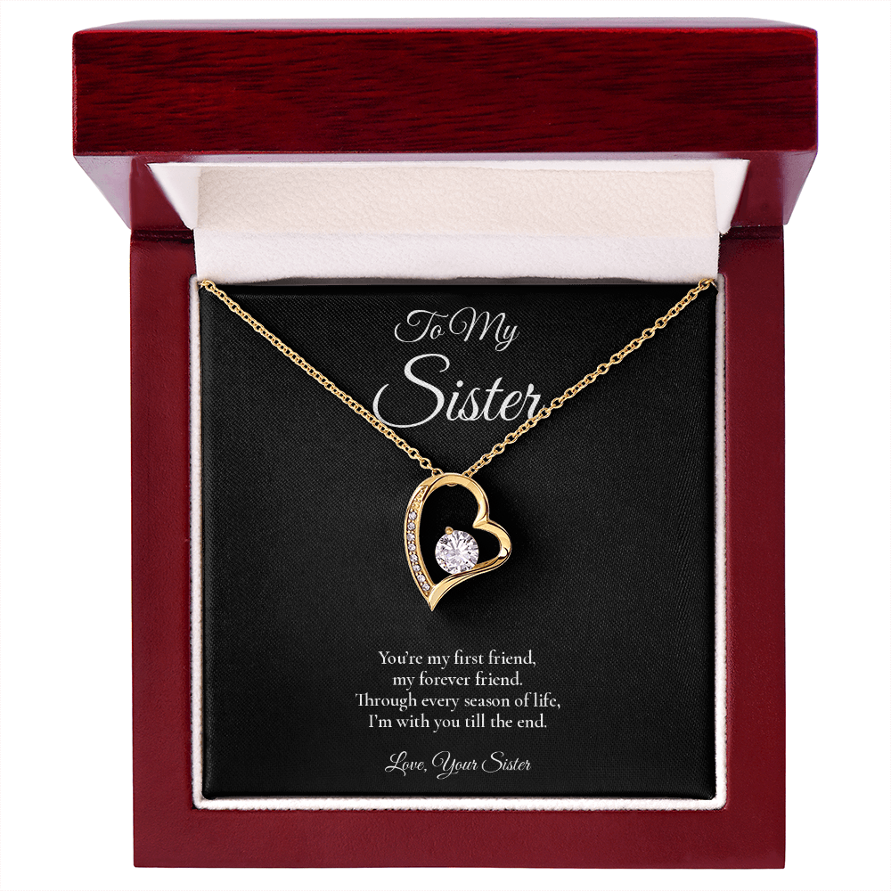 Sister Necklace from Sister – Forever Love Necklace with Message Card – Holiday Gift – 14k White Gold Finish