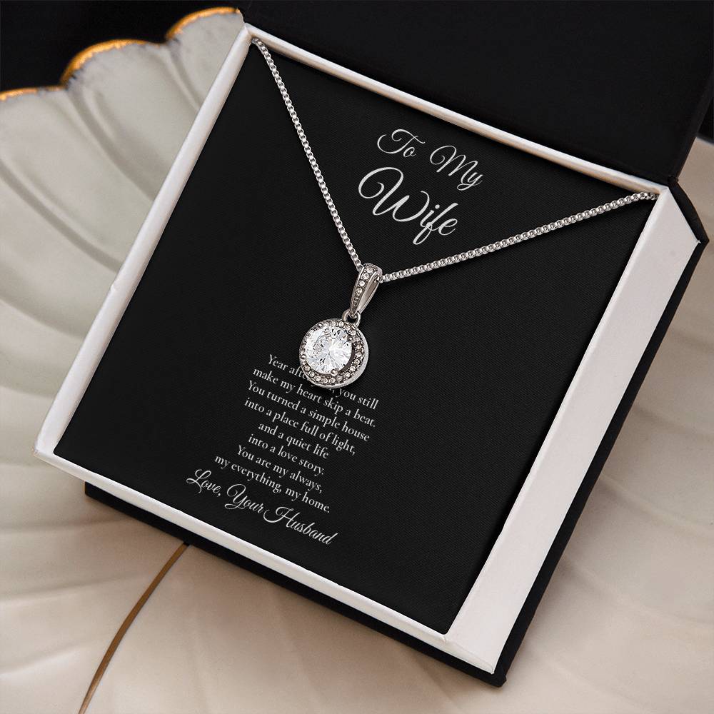 To My Wife - Year After Year - Eternal Hope Message Card Necklace