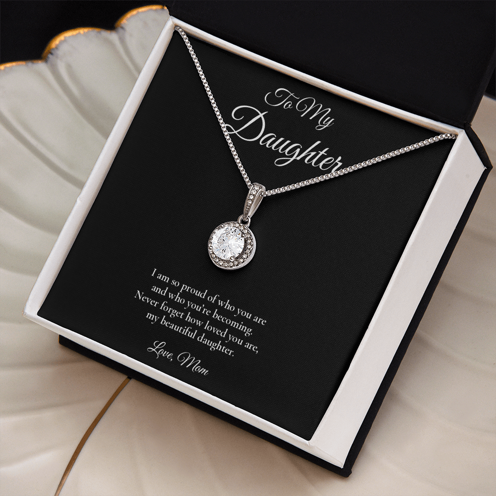 Daughter Necklace from Mom – Eternal Hope Necklace with Message Card – Holiday Gift – 14k White Gold Finish