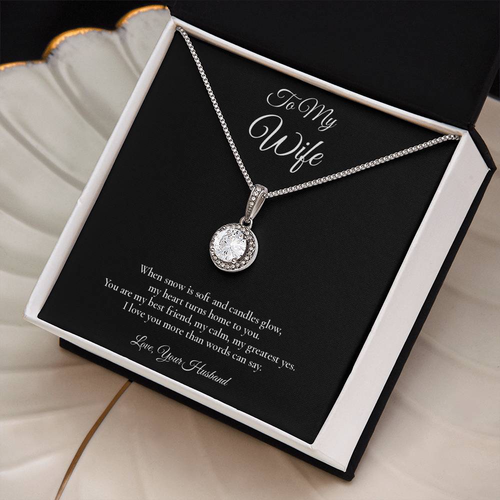 Wife Necklace from Husband – Eternal Hope Necklace with Message Card – Holiday Gift – 14k White Gold Finish