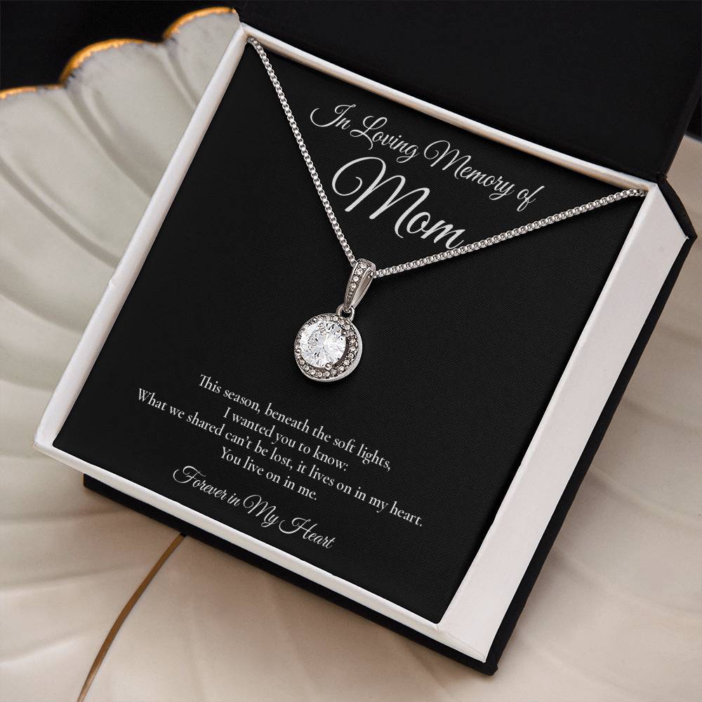 In Loving Memory Mom Necklace – Eternal Hope Memorial Necklace with Message Card – Sympathy Gift for Loss of Mother – 18k Yellow Gold Finish