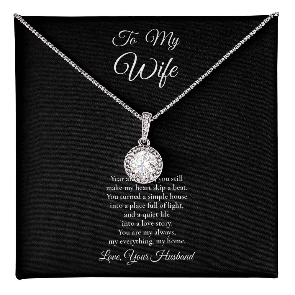 To My Wife - Year After Year - Eternal Hope Message Card Necklace