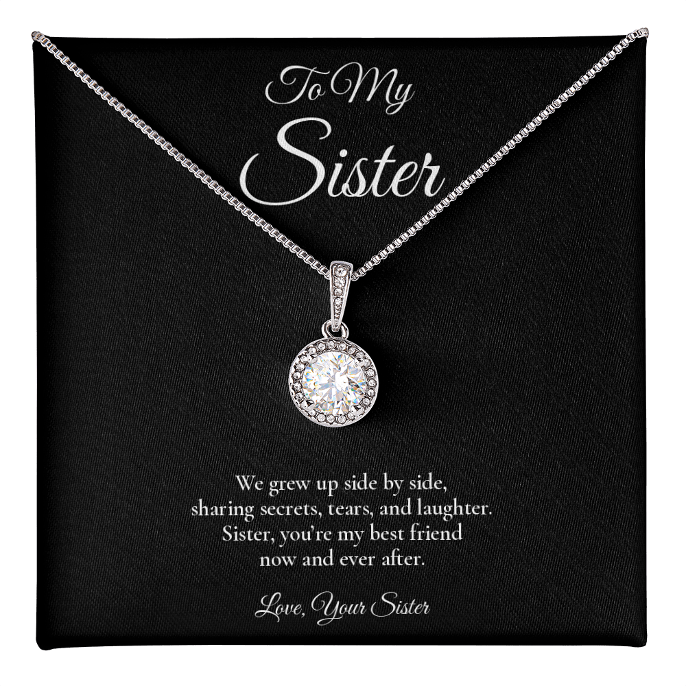 Sister Necklace from Sister – Eternal Hope Necklace with Message Card – Holiday Gift – 14k White Gold Finish