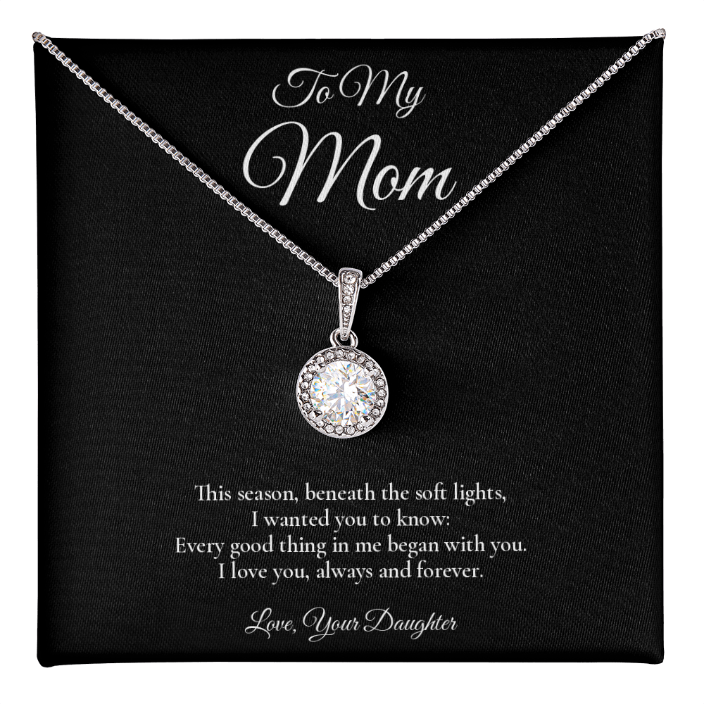 Mom Necklace from Daughter – Eternal Hope Necklace with Message Card – Holiday Gift – 14k White Gold Finish