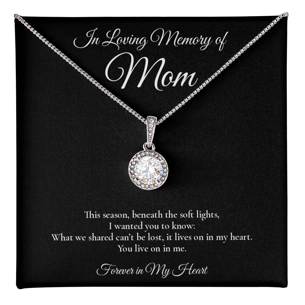In Loving Memory Mom Necklace – Eternal Hope Memorial Necklace with Message Card – Sympathy Gift for Loss of Mother – 18k Yellow Gold Finish