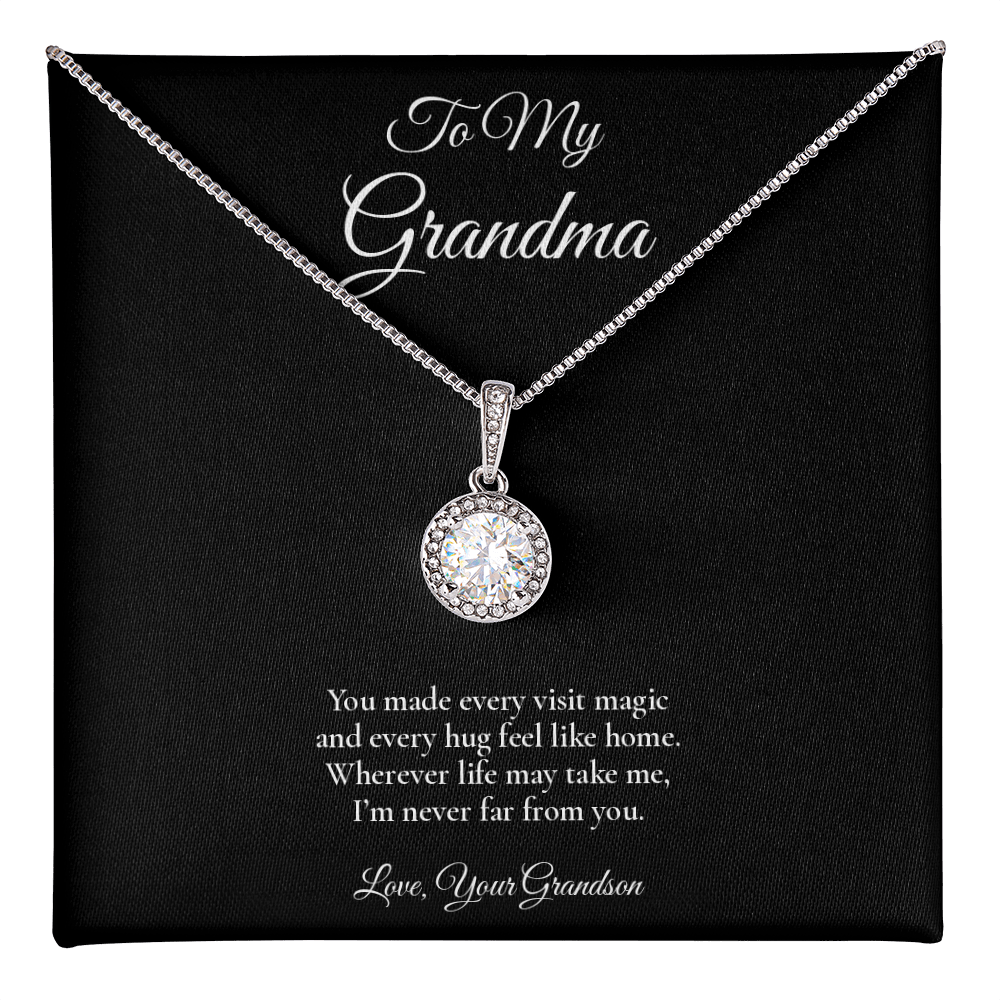 Grandma Necklace from Grandson – Eternal Hope Necklace with Message Card – Holiday Gift – 14k White Gold Finish