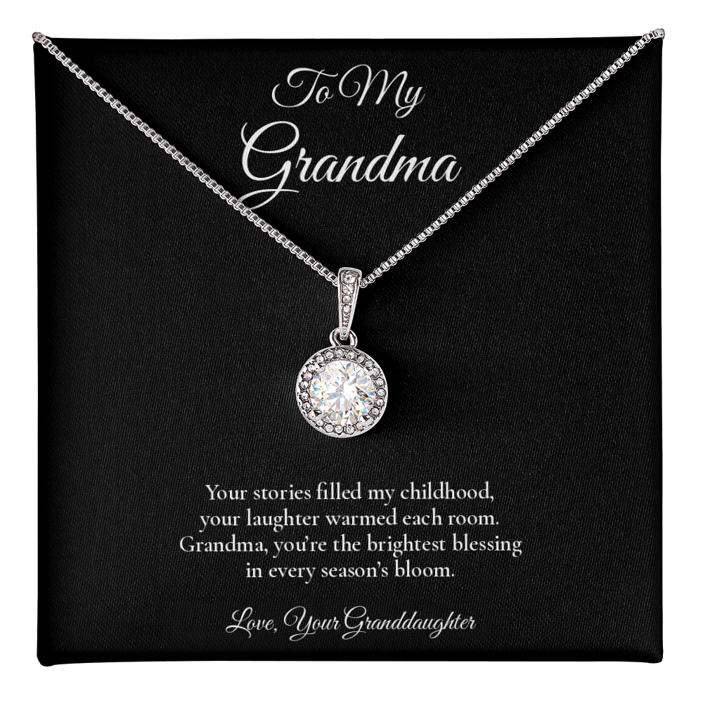 Grandma Necklace from Granddaughter – Eternal Hope Necklace with Message Card – Holiday Gift – 14k White Gold Finish