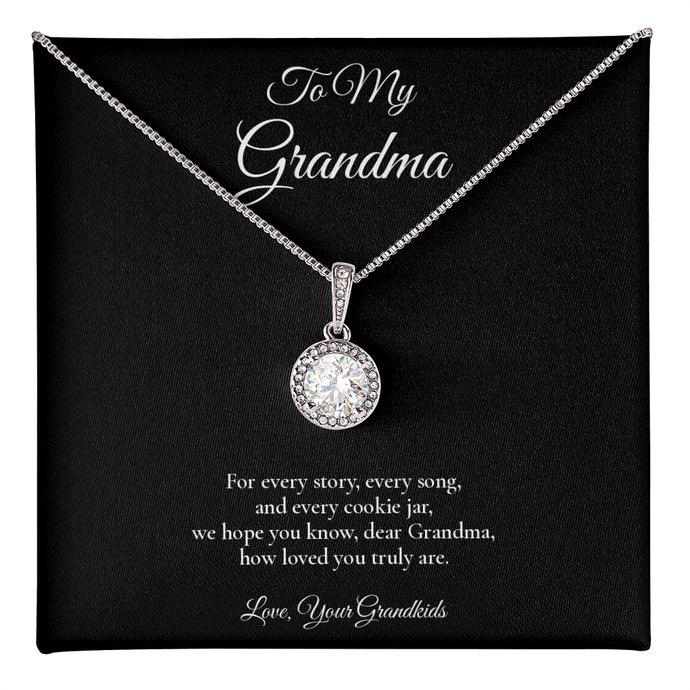 Grandma Necklace from Grandkids – Eternal Hope Necklace with Message Card – Holiday Gift – 14k White Gold Finish