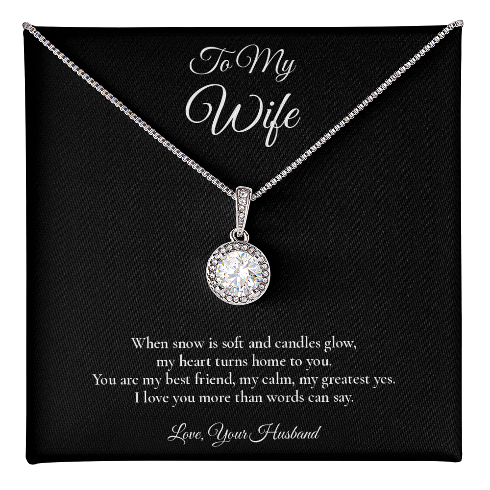 Wife Necklace from Husband – Eternal Hope Necklace with Message Card – Holiday Gift – 14k White Gold Finish