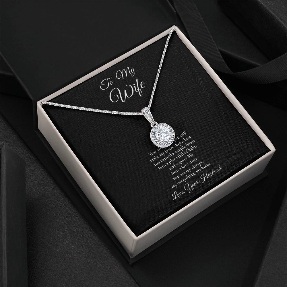 To My Wife - Year After Year - Eternal Hope Message Card Necklace