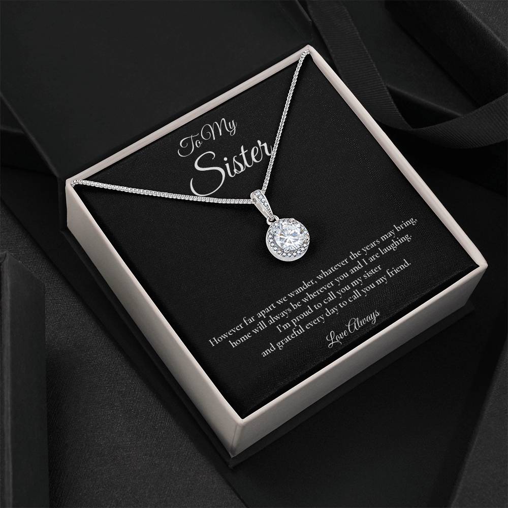 To My Sister - Wherever We're Laughing - Eternal Hope Message Card Necklace