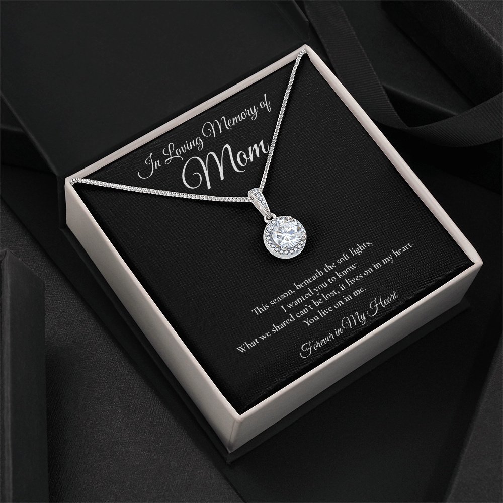 In Loving Memory Mom Necklace – Eternal Hope Memorial Necklace with Message Card – Sympathy Gift for Loss of Mother – 18k Yellow Gold Finish