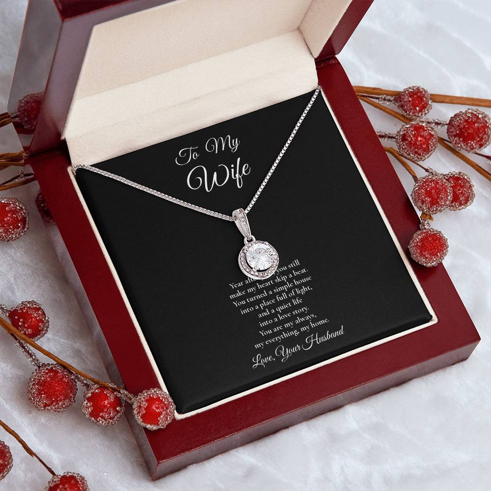 To My Wife - Year After Year - Eternal Hope Message Card Necklace