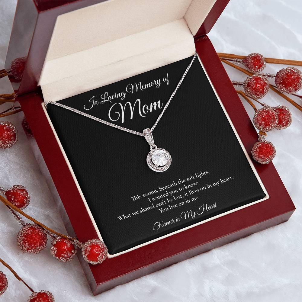 In Loving Memory Mom Necklace – Eternal Hope Memorial Necklace with Message Card – Sympathy Gift for Loss of Mother – 18k Yellow Gold Finish