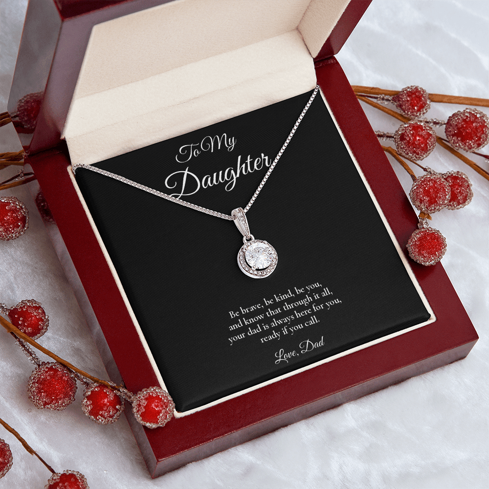 Daughter Necklace from Dad – Eternal Hope Necklace with Message Card – Holiday Gift – 14k White Gold Finish