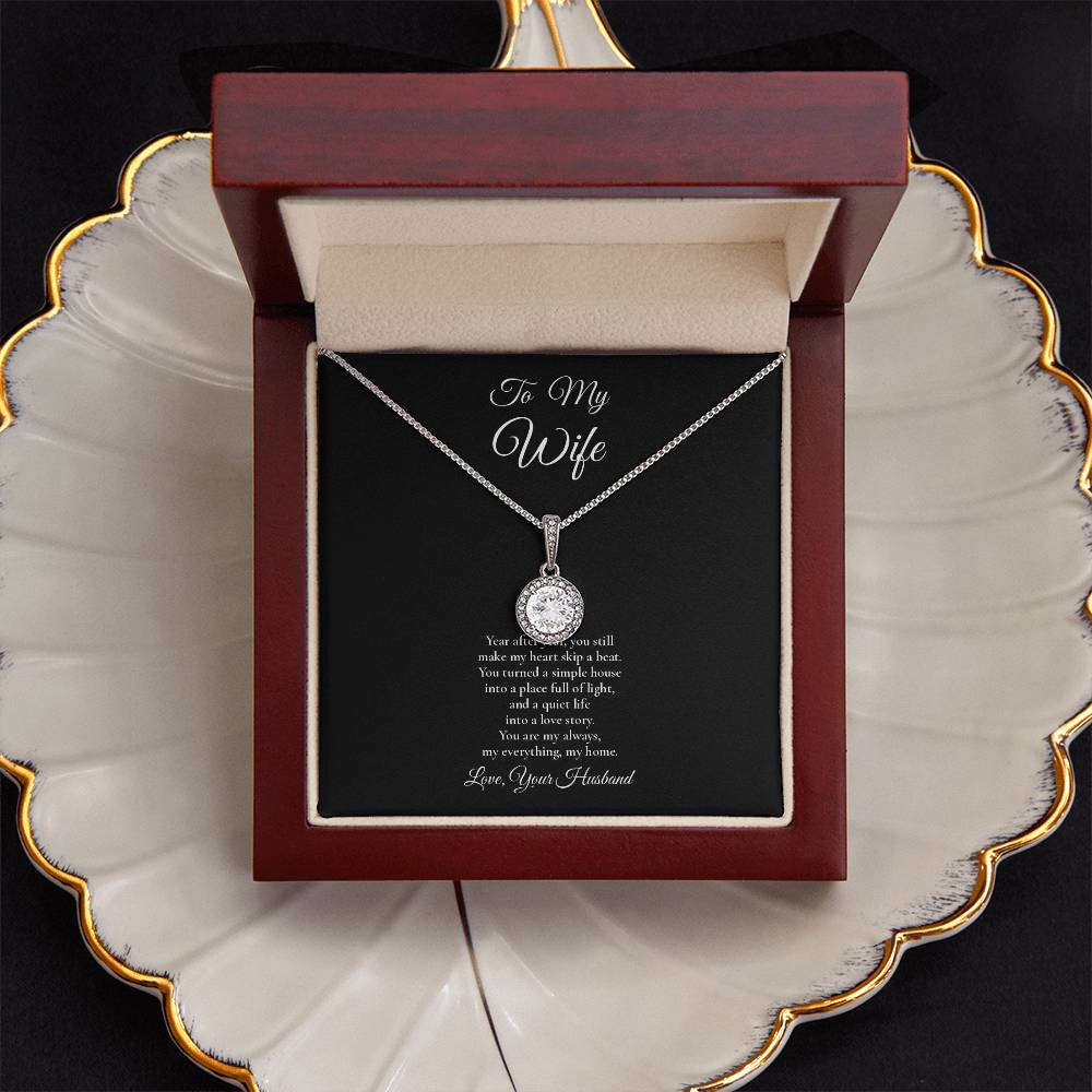 To My Wife - Year After Year - Eternal Hope Message Card Necklace