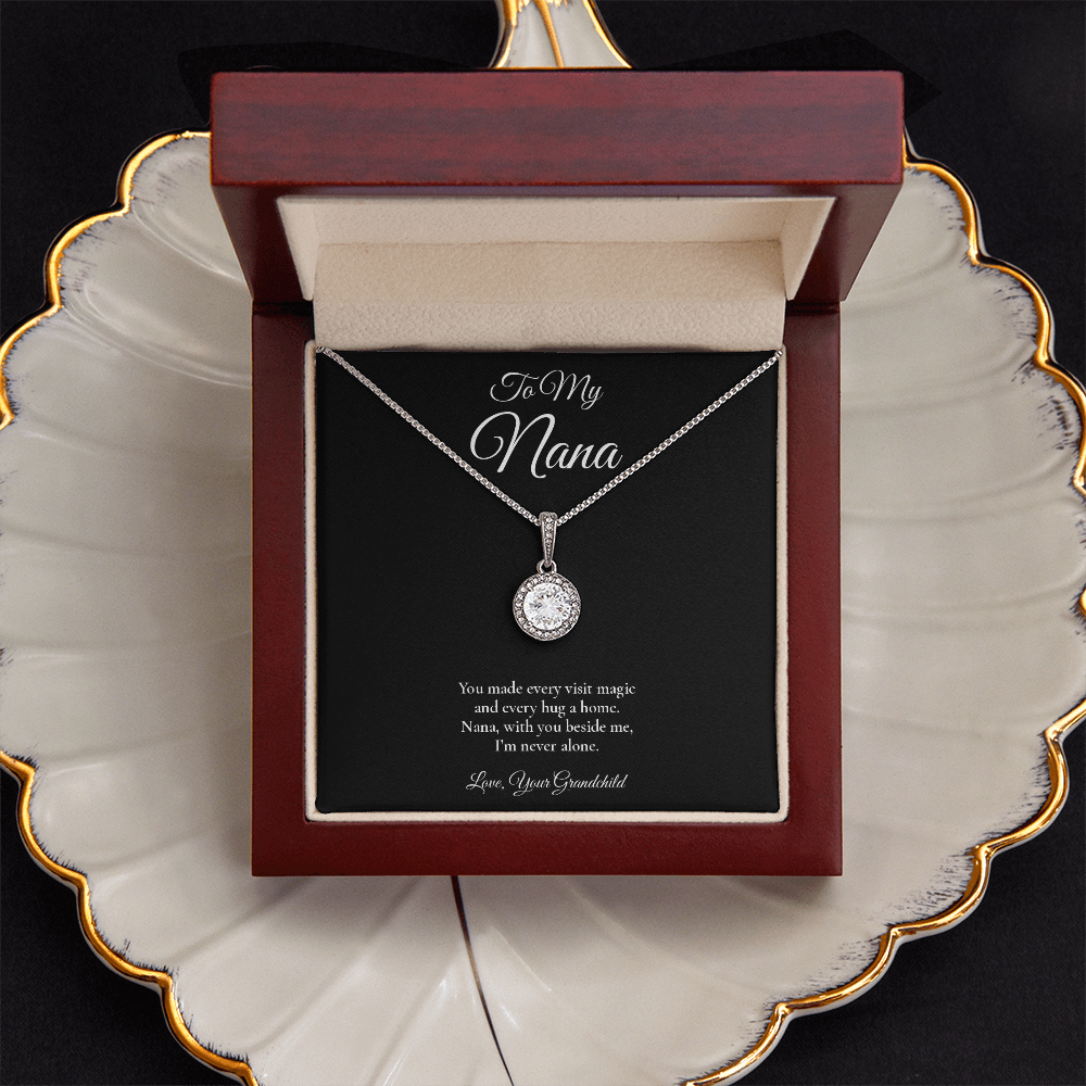 Nana Necklace from Grandchild – Eternal Hope Necklace with Message Card – Holiday Gift – 14k White Gold Finish