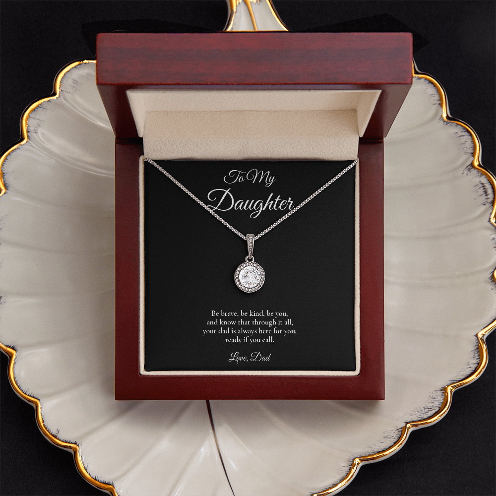 Daughter Necklace from Dad – Eternal Hope Necklace with Message Card – Holiday Gift – 14k White Gold Finish
