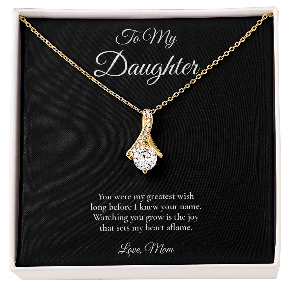Daughter Necklace from Mom – Alluring Beauty Necklace with Message Card – Holiday Gift – 14k White Gold Finish