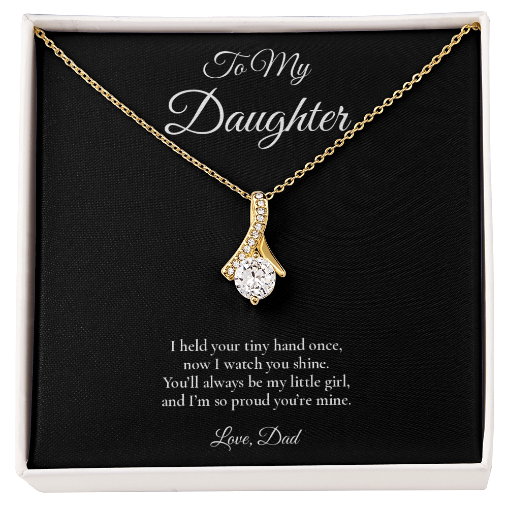 Daughter Necklace from Dad – Alluring Beauty Necklace with Message Card – Holiday Gift – 14k White Gold Finish