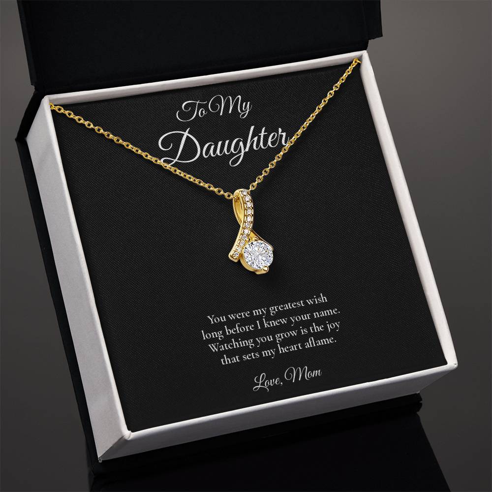 Daughter Necklace from Mom – Alluring Beauty Necklace with Message Card – Holiday Gift – 14k White Gold Finish