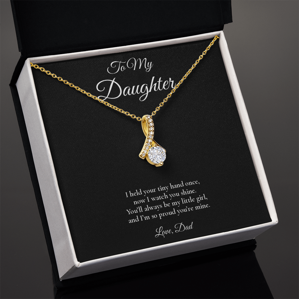 Daughter Necklace from Dad – Alluring Beauty Necklace with Message Card – Holiday Gift – 14k White Gold Finish