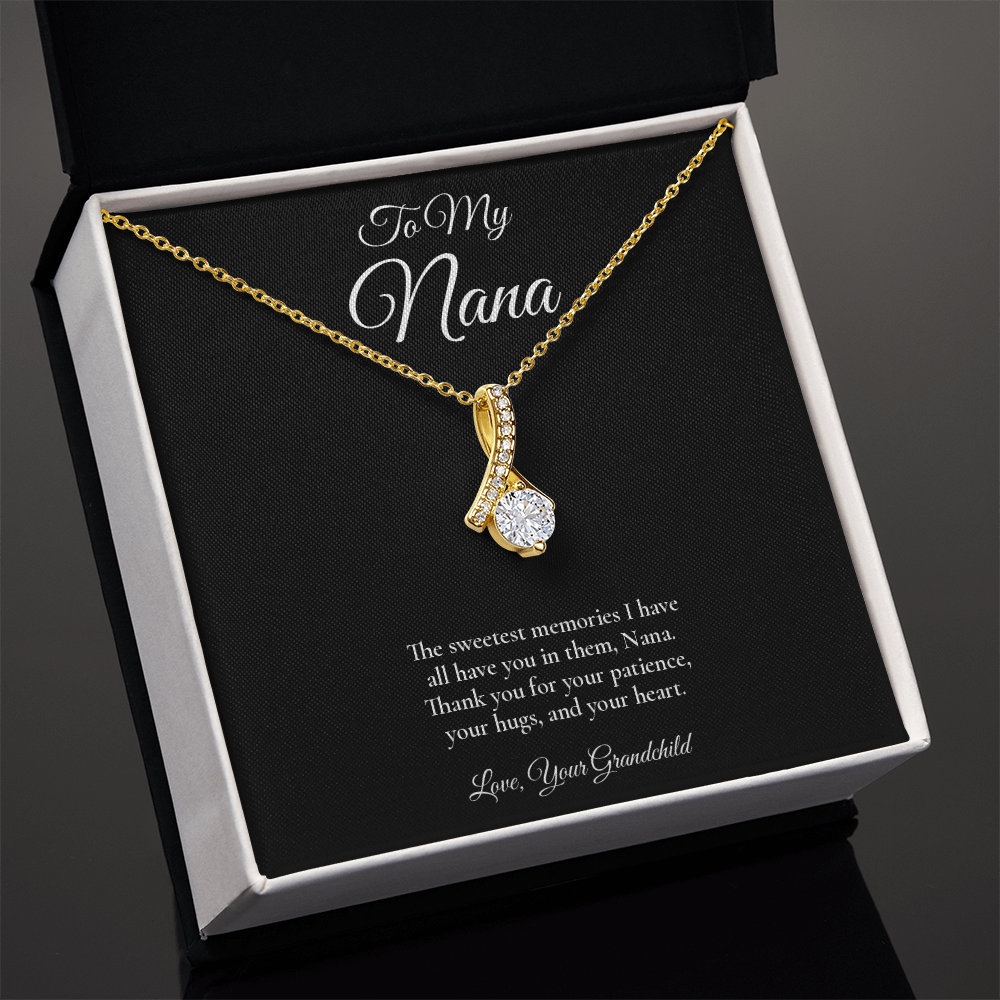 Nana Necklace from Grandchild – Alluring Beauty Necklace with Message Card – Holiday Gift – 14k White Gold Finish
