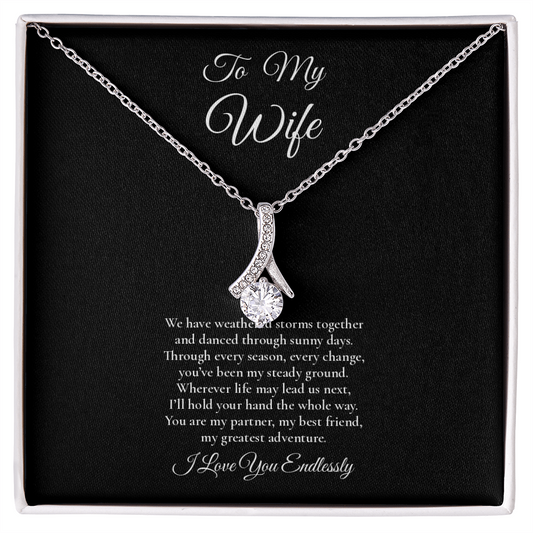 To My Wife - My Steady Ground - Alluring Beauty Message Card Necklace