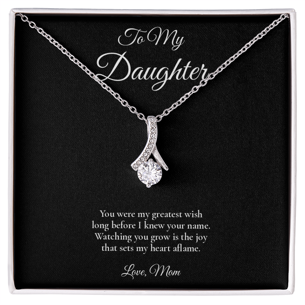Daughter Necklace from Mom – Alluring Beauty Necklace with Message Card – Holiday Gift – 14k White Gold Finish