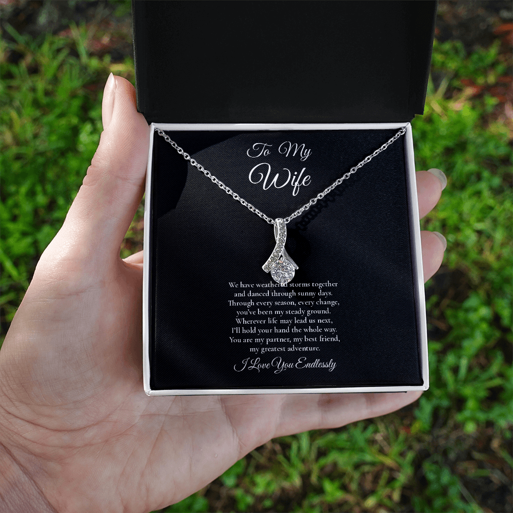 To My Wife - My Steady Ground - Alluring Beauty Message Card Necklace