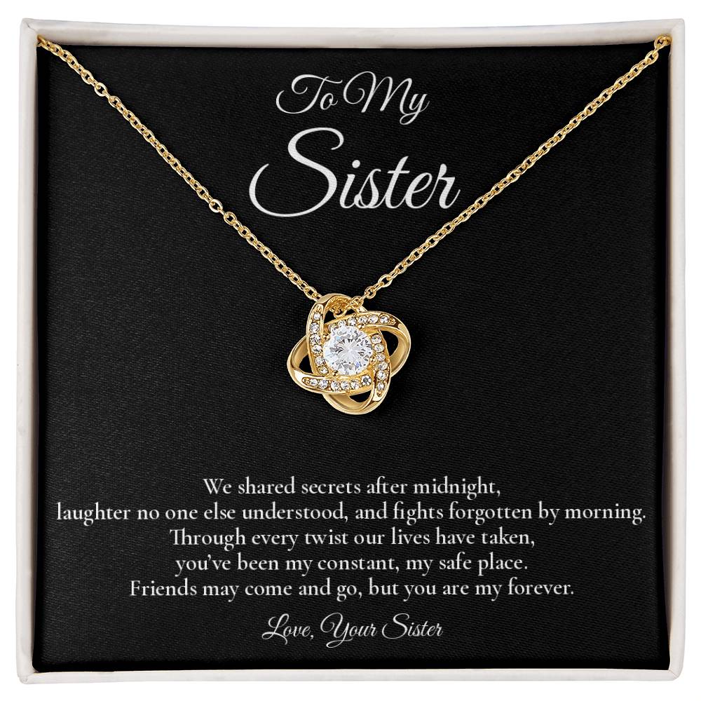 To My Sister - You're My Forever - Love Knot Message Card Necklace