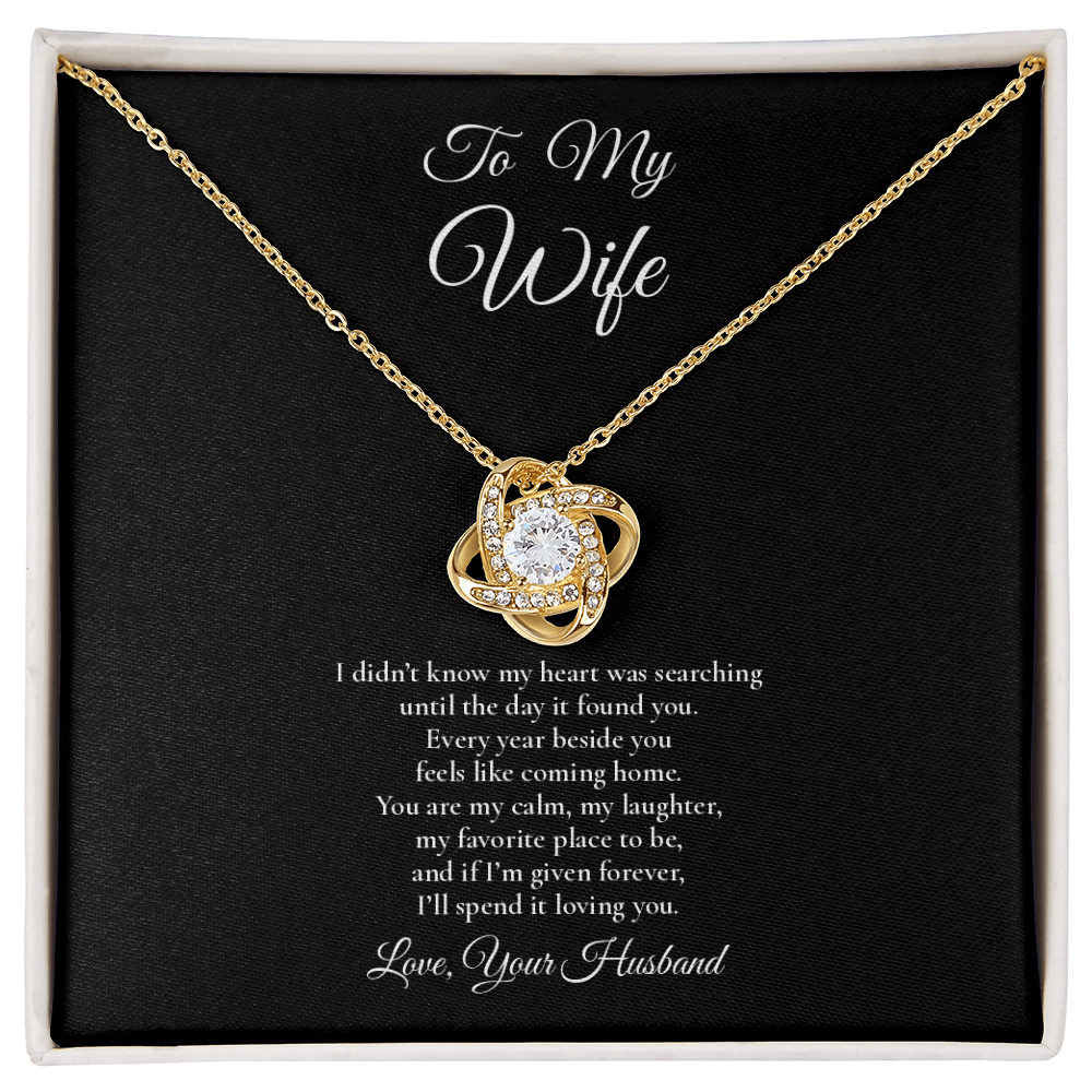 To My Wife - Forever Starts With You - Love Knot Message Card Necklace