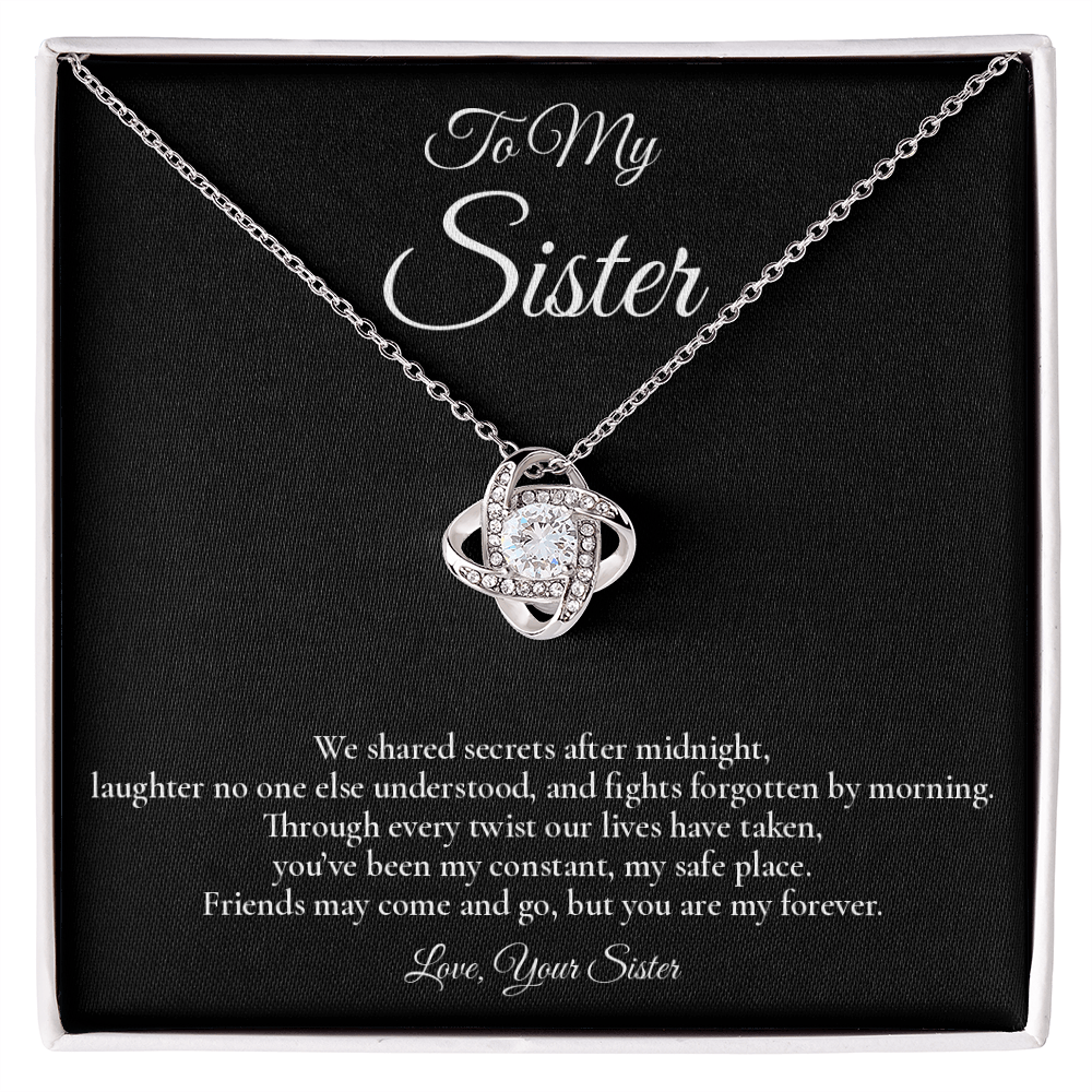 To My Sister - You're My Forever - Love Knot Message Card Necklace
