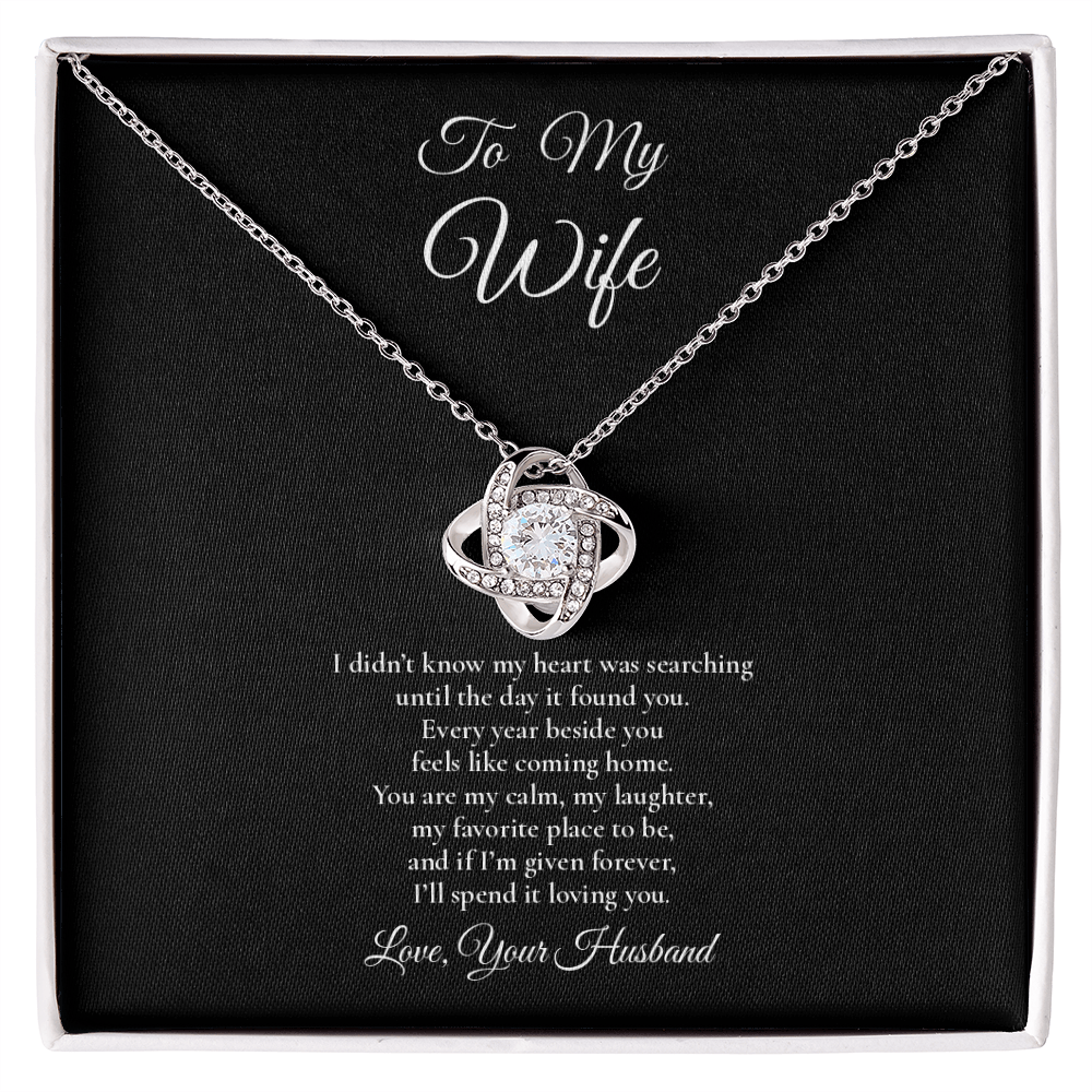 To My Wife - Forever Starts With You - Love Knot Message Card Necklace