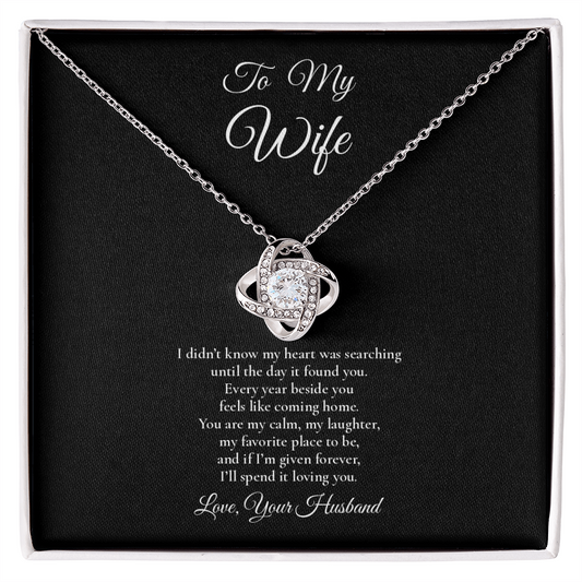 To My Wife - Forever Starts With You - Love Knot Message Card Necklace