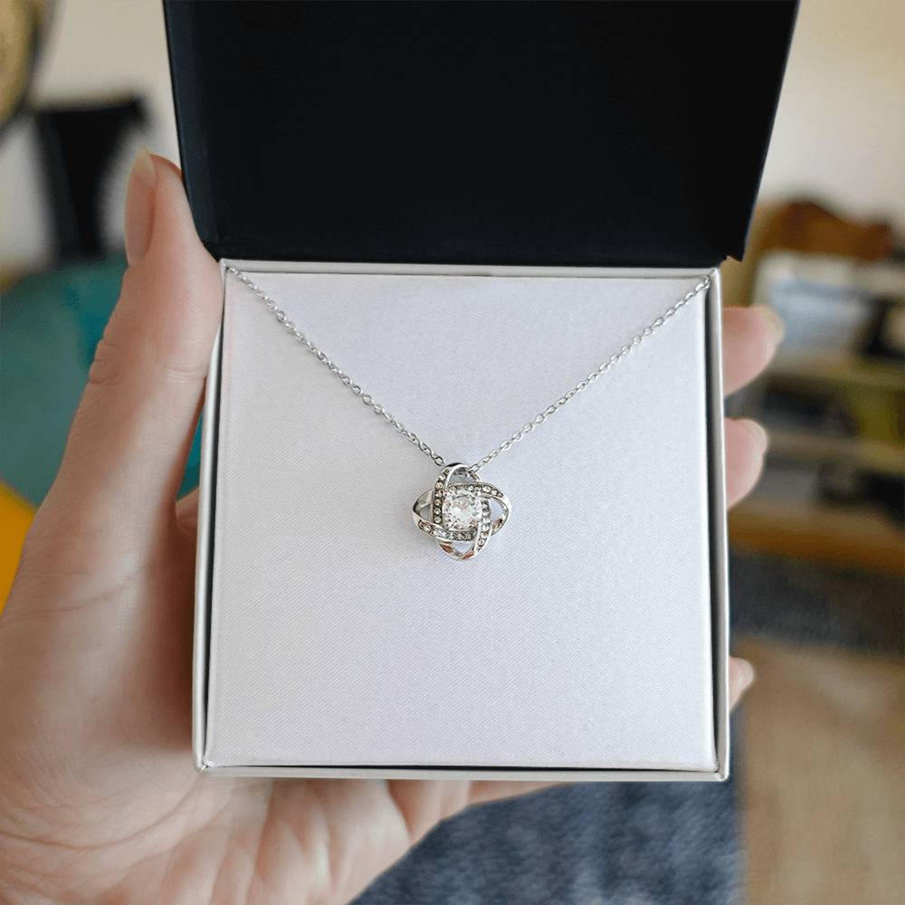 To My Grandma - Stitched Together By Your Love - Love Knot Message Card Necklace