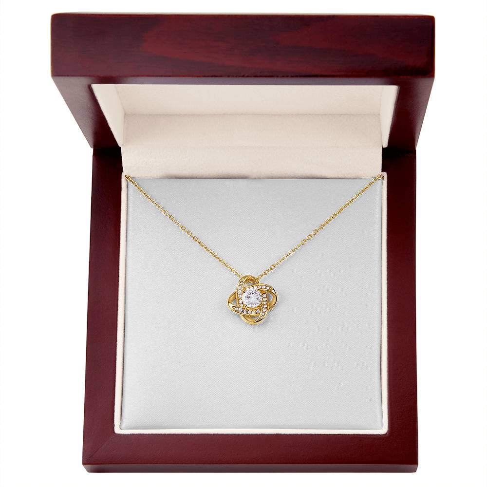 Sister Necklace from Sister – Love Knot Necklace with Message Card – Holiday Gift – 14k White Gold Finish