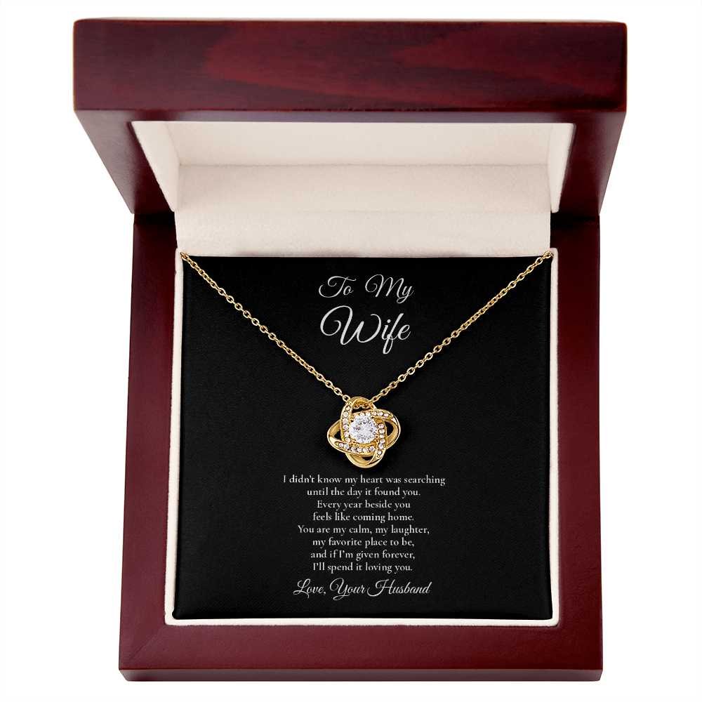 To My Wife - Forever Starts With You - Love Knot Message Card Necklace