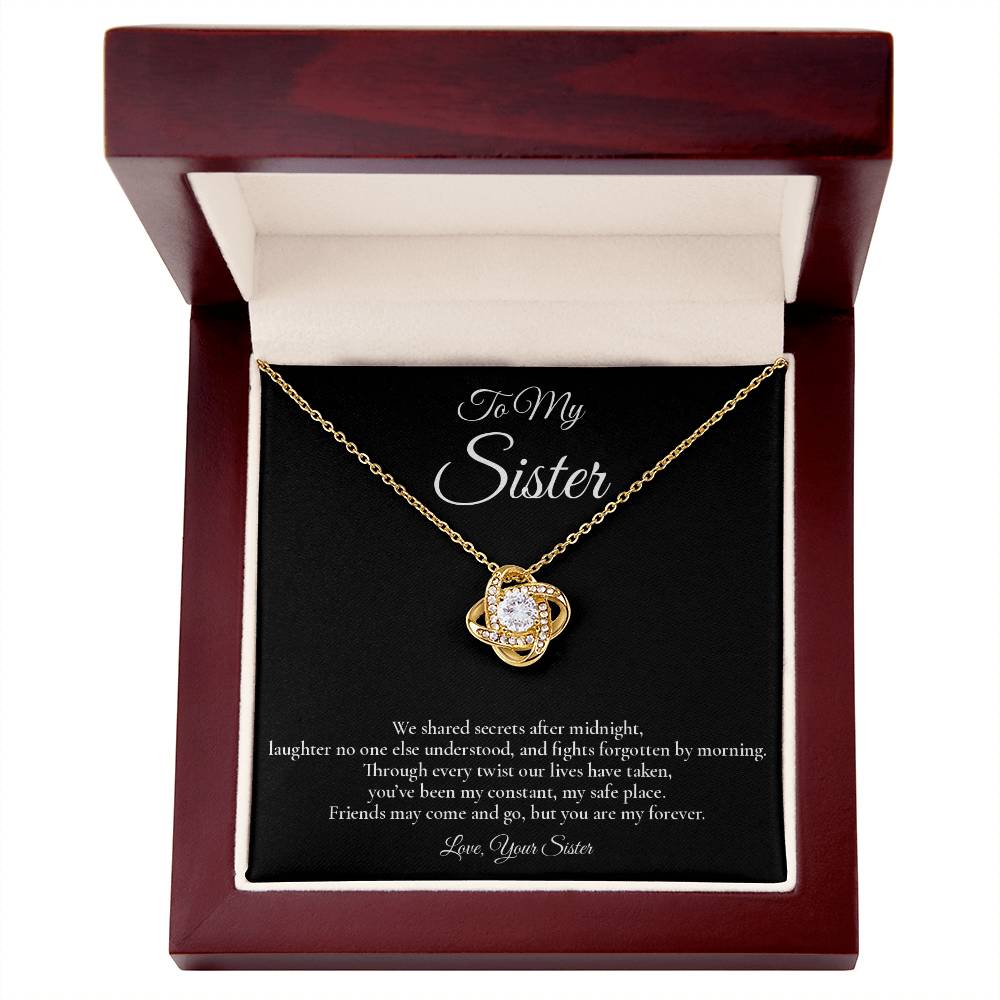 To My Sister - You're My Forever - Love Knot Message Card Necklace