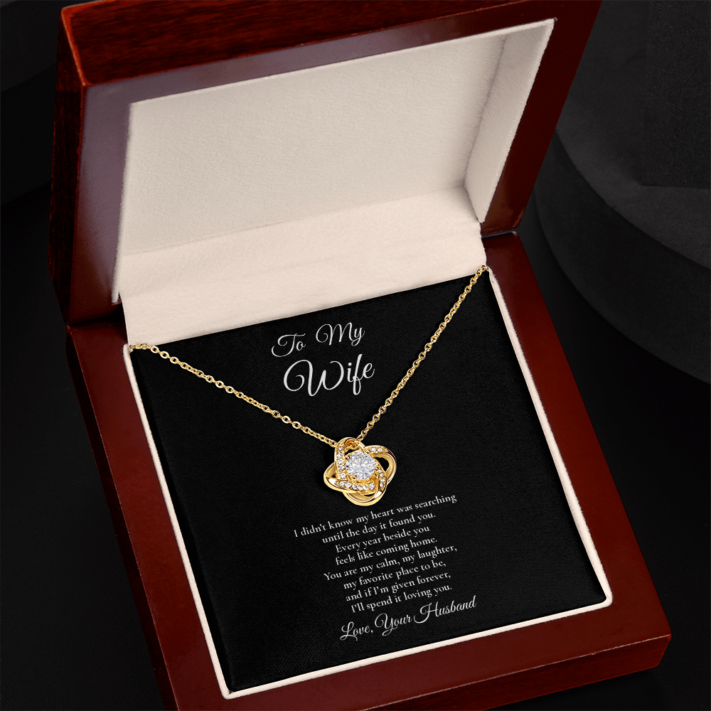 To My Wife - Forever Starts With You - Love Knot Message Card Necklace