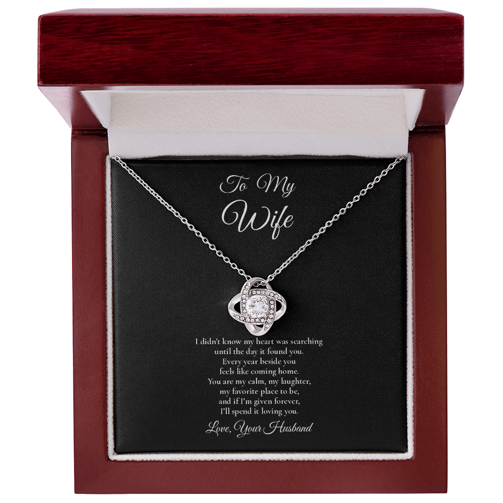 To My Wife - Forever Starts With You - Love Knot Message Card Necklace
