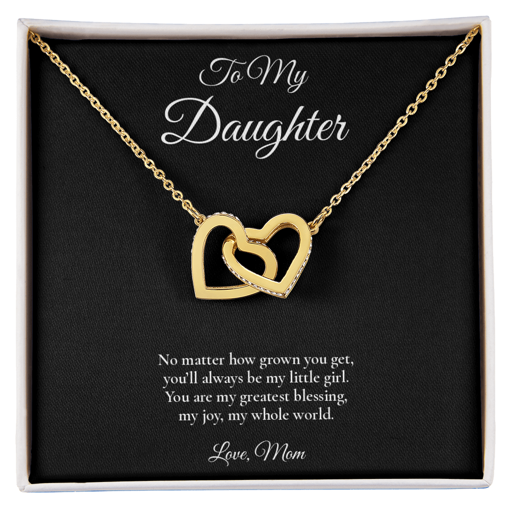 Daughter Necklace from Mom – Interlocking Hearts Necklace with Message Card – Holiday Gift – 14k White Gold Finish