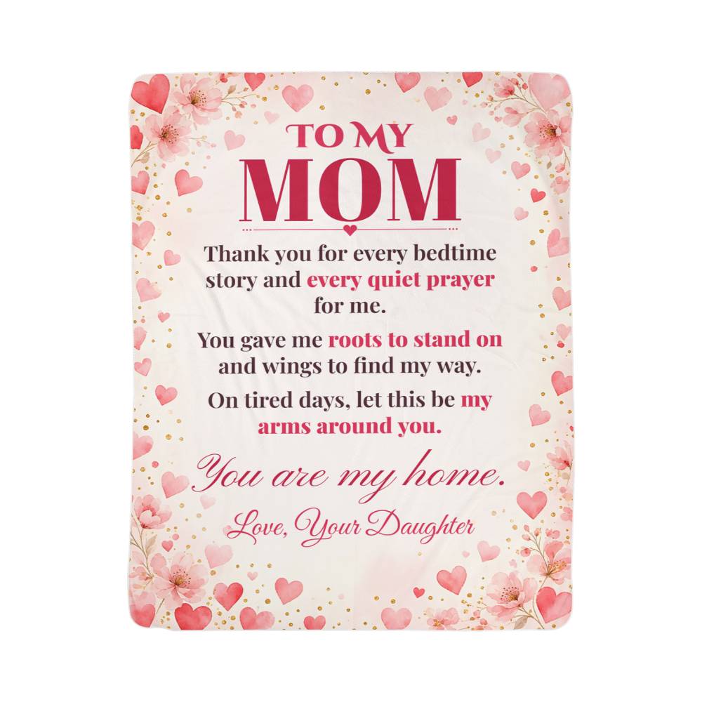 To My Mom Blanket from Daughter – Soft Fleece Throw with Love Letter – Holiday Gift – 60x80 Hearts No. 2
