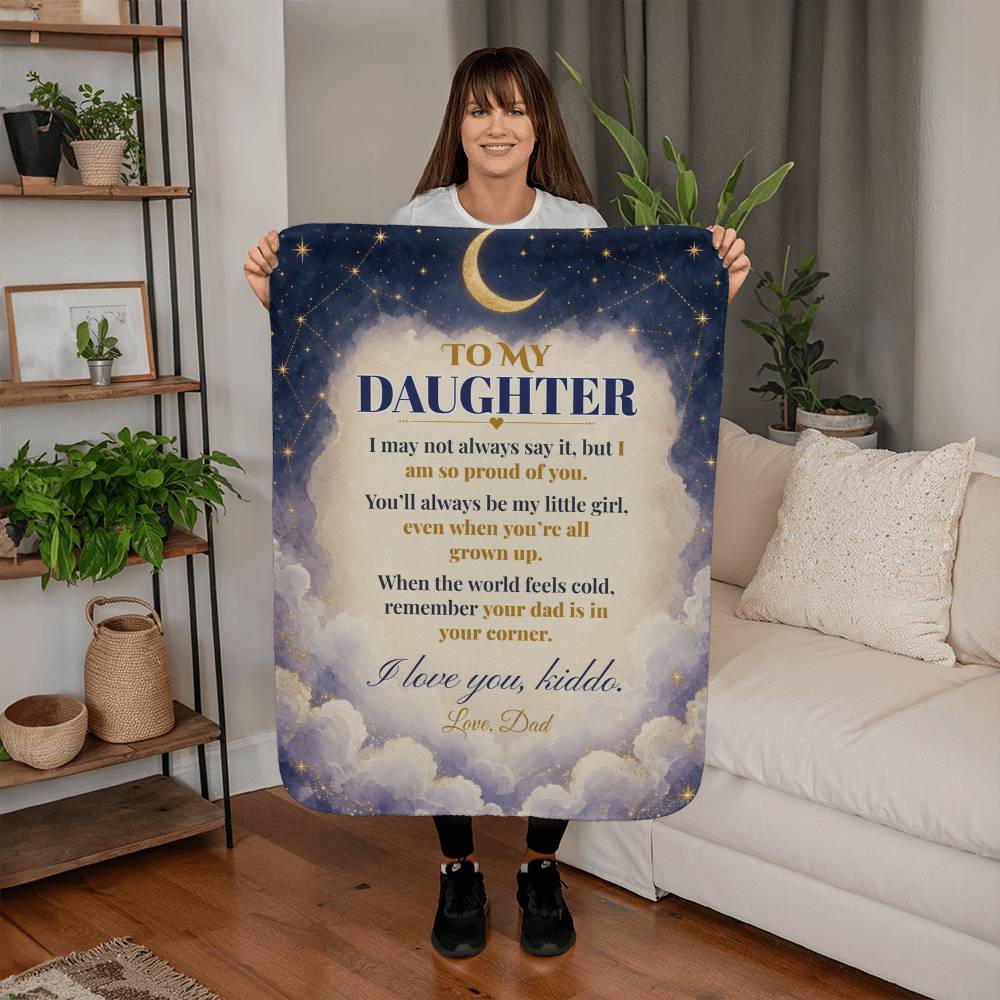 To My Daughter Blanket from Dad – Soft Fleece Throw with Love Letter – Holiday Gift – 60x80 Celestial No. 1